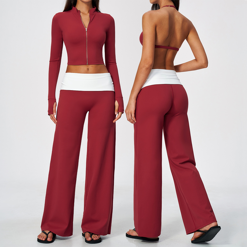 Yoga For Fitness - Zipjas, wijde broek, 2-delige yogaset, dames,